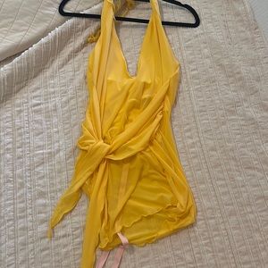 Oh Polly- Yellow Sarong Wrap Dress